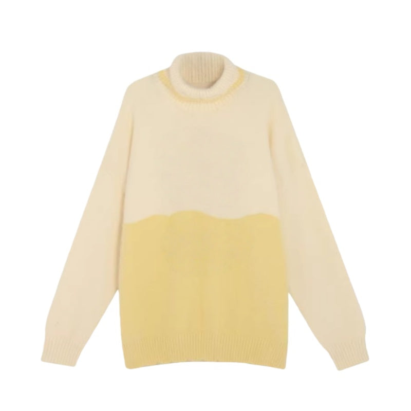 Color-Block Fashion Turtleneck Sweater
