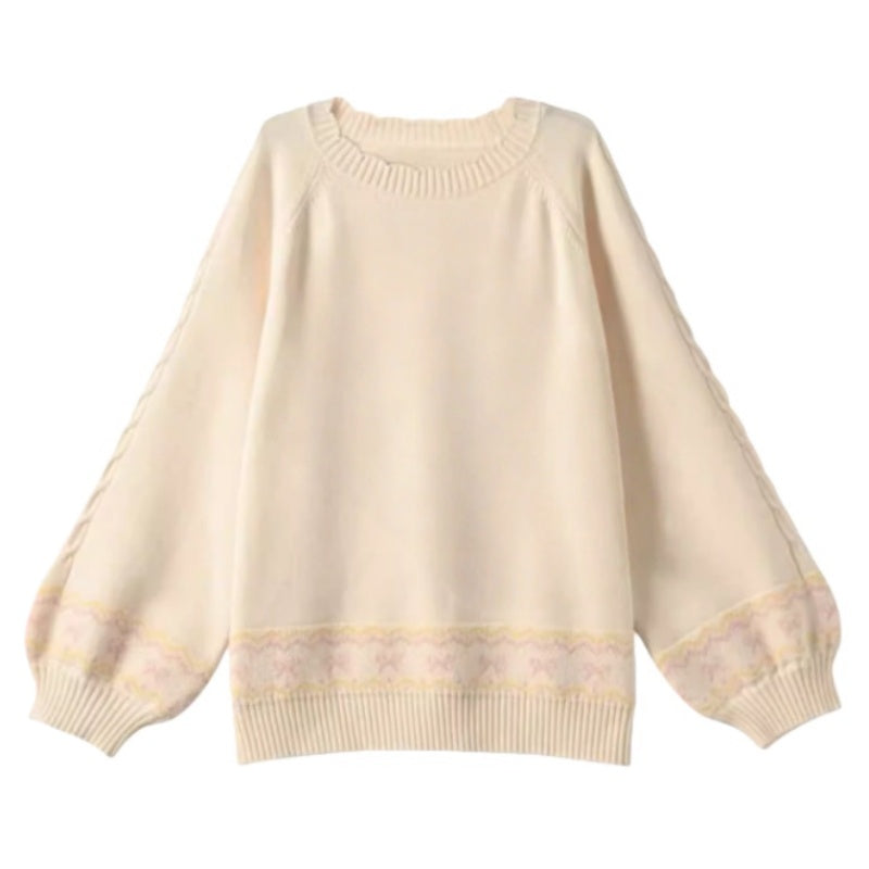 Oversized Sweet-Style Apricot-Colored Sweater